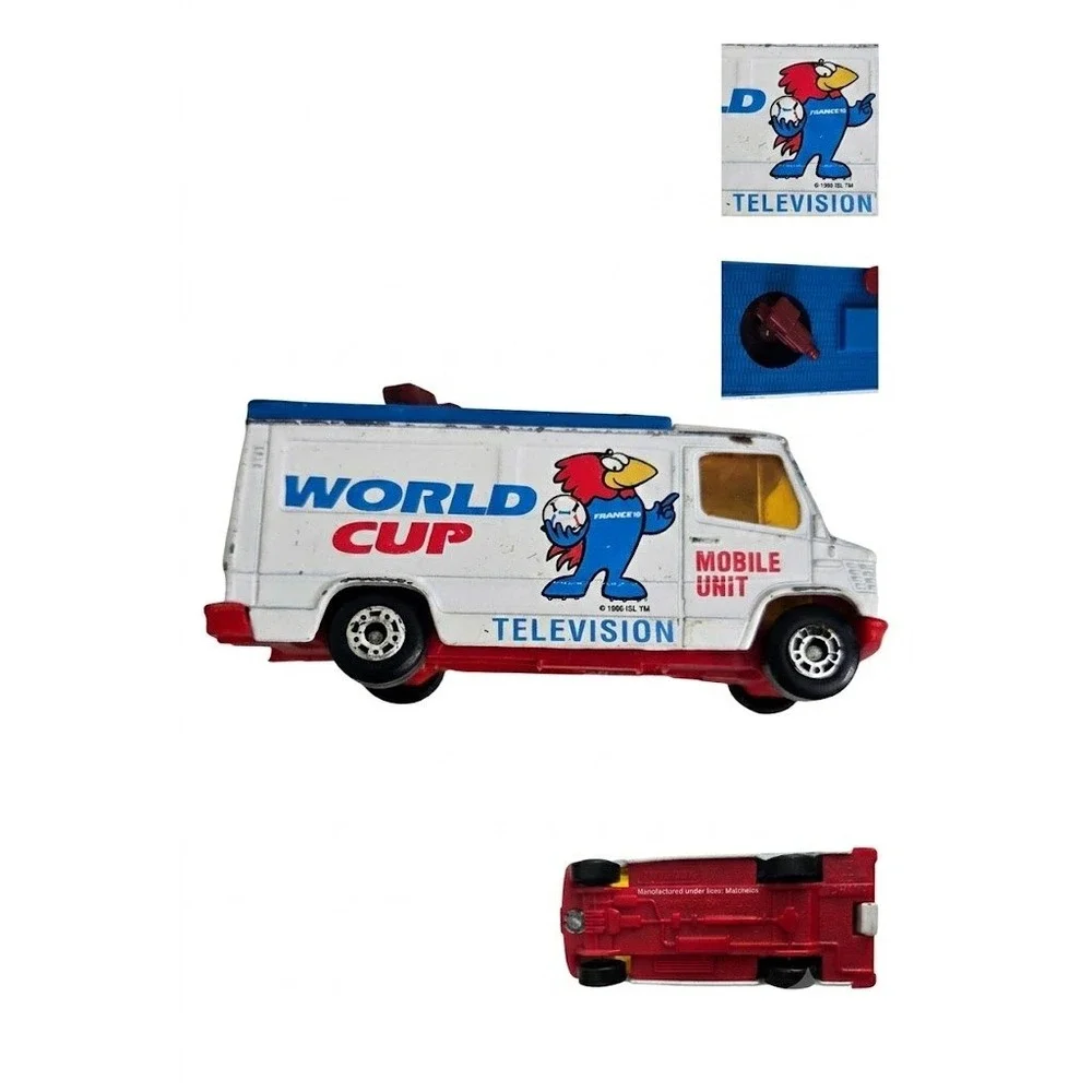 Vintage Matchbox World Cup France 98 Mobile TV Van Diecast Footix Mascot